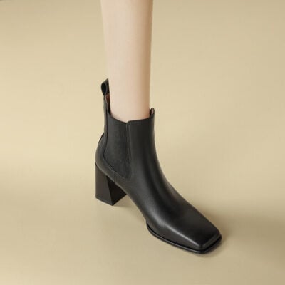 CHIKO Luna Square Toe Block Heels Ankle Boots