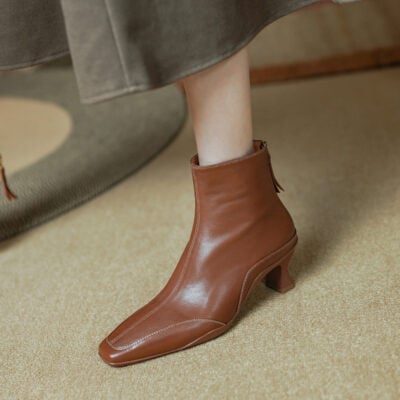 CHIKO Anna Square Toe Block Heels Ankle Boots