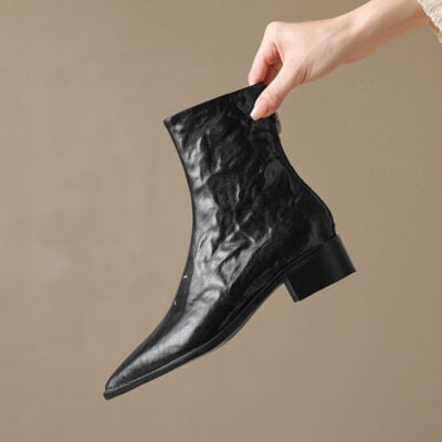CHIKO Gabriella Pointy Toe Block Heels Ankle Boots