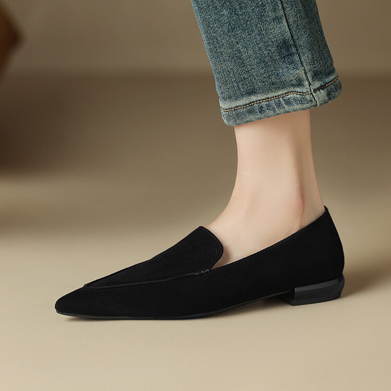 CHIKO Leah Pointy Toe Block Heels Loafers Shoes