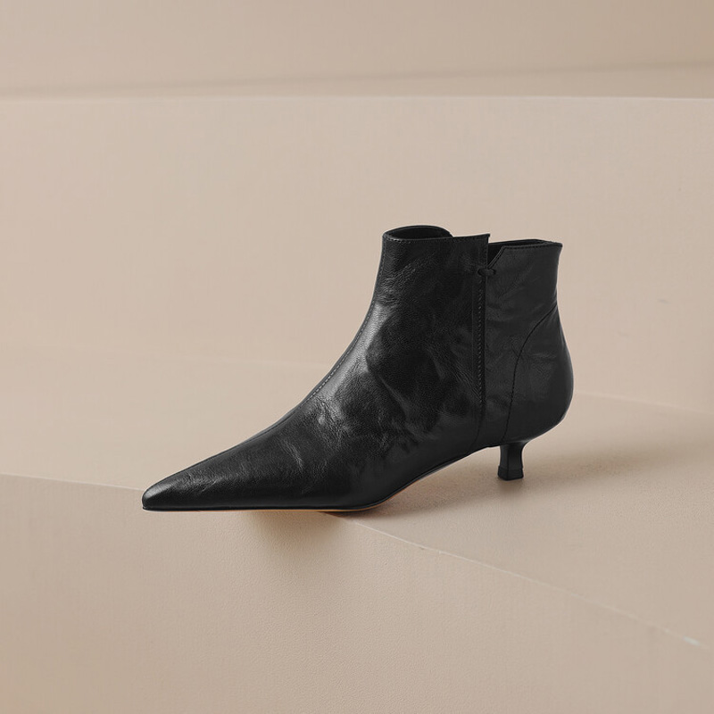 CHIKO Claire Pointy Toe Kitten Heels Ankle Boots
