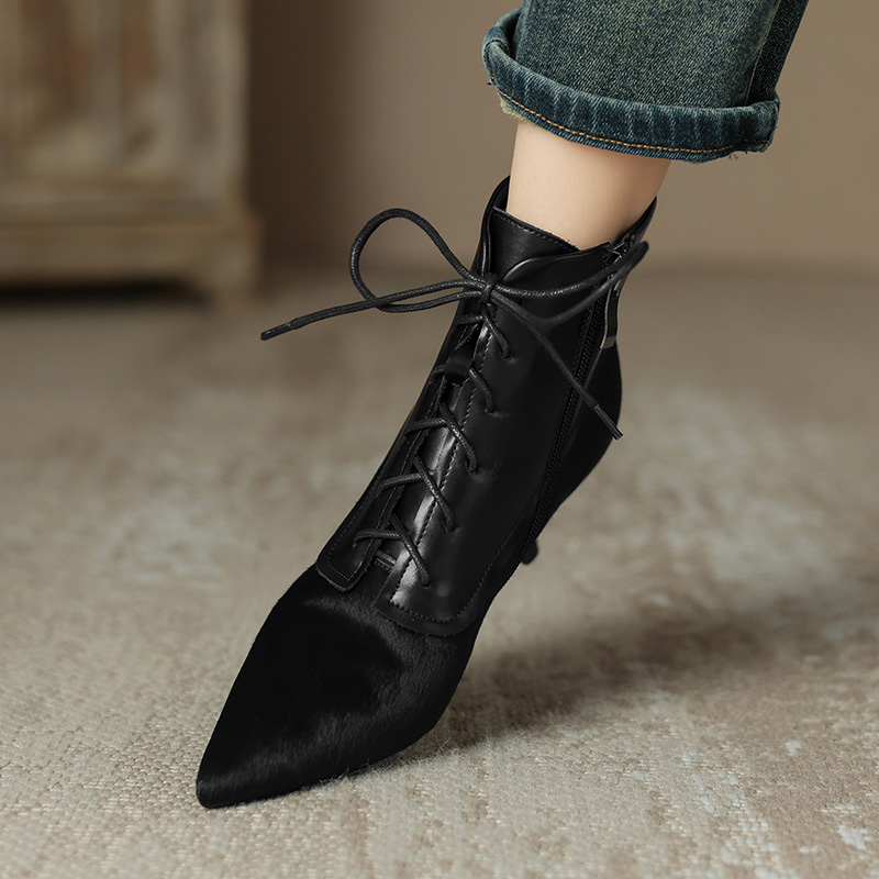 CHIKO Lillian Pointy Toe Kitten Heels Ankle Boots