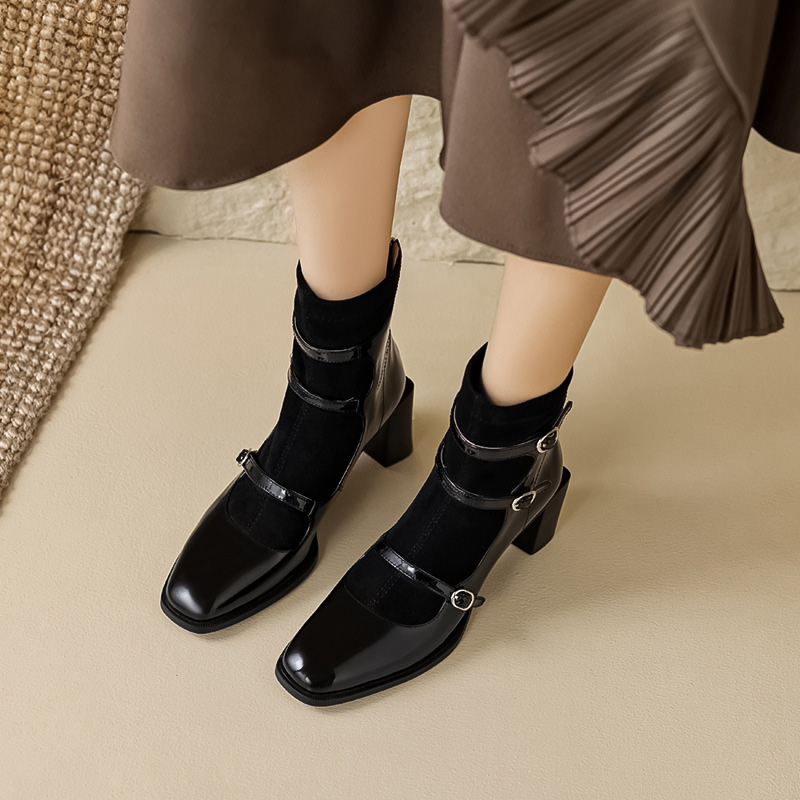 CHIKO Amara Square Toe Block Heels Ankle Boots