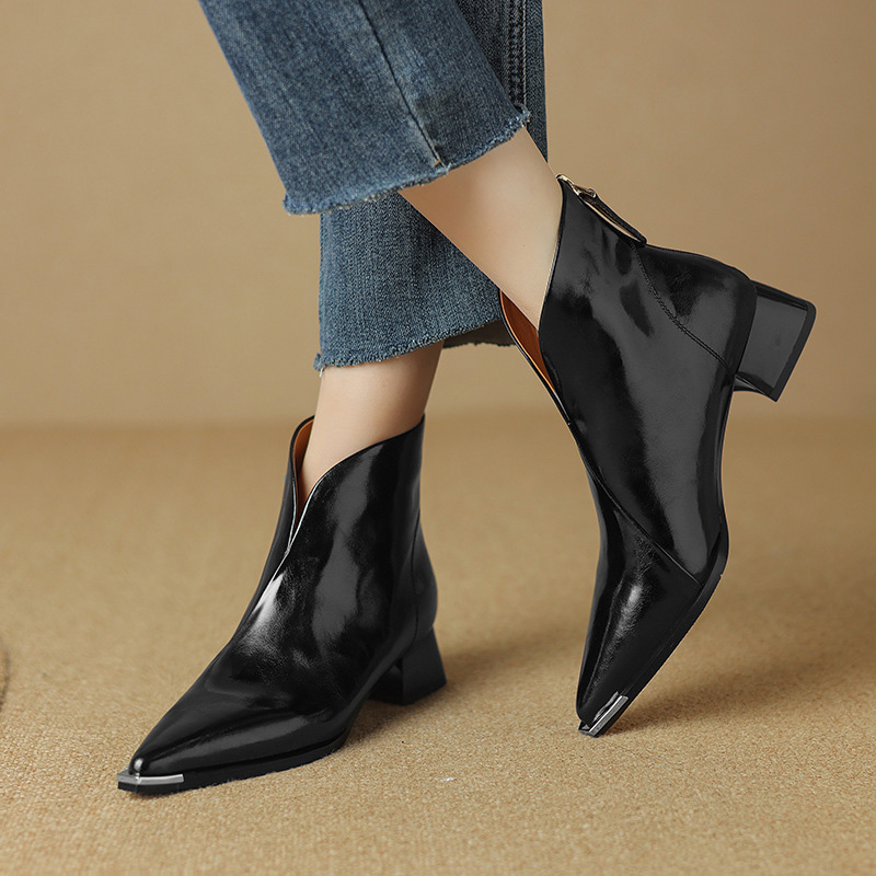 CHIKO Ximena Pointy Toe Block Heels Ankle Boots