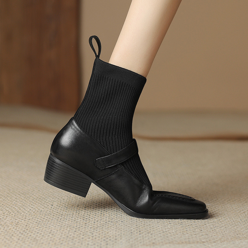 CHIKO Valerie Square Toe Block Heels Ankle Boots