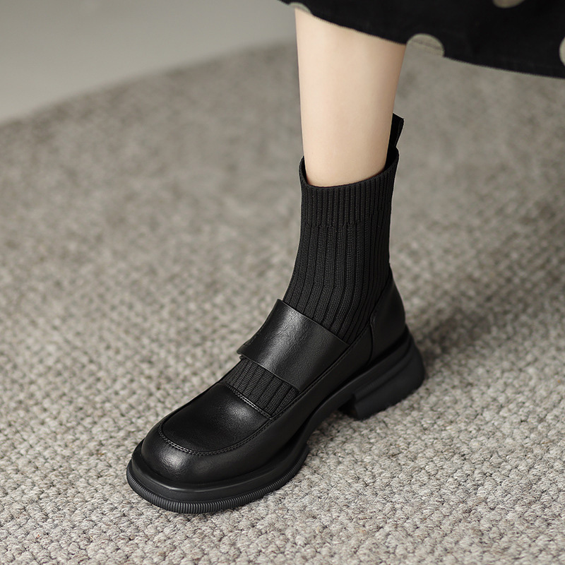 CHIKO Valeria Round Toe Block Heels Ankle Boots