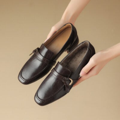 CHIKO River Square Toe Block Heels Loafers Shoes