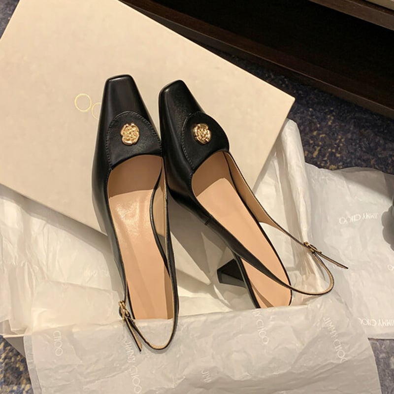 CHIKO Anastasia Square Toe Chunky Heels Slingback Shoes