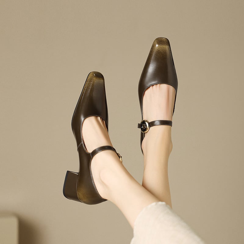 CHIKO Collins Square Toe Block Heels Mary Jane Shoes