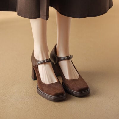 CHIKO Vanessa Square Toe Chunky Heels Mary Jane Shoes