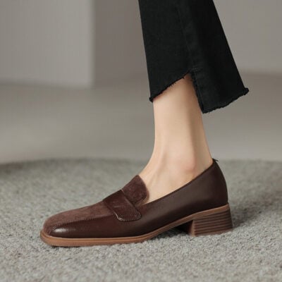 CHIKO Payton Square Toe Block Heels Loafers Shoes