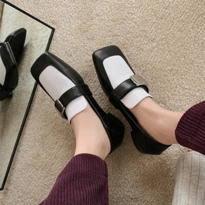 CHIKO Mariah Square Toe Block Heels Loafers Shoes