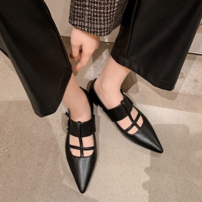 CHIKO Helen Pointy Toe Block Heels T-Strap Shoes