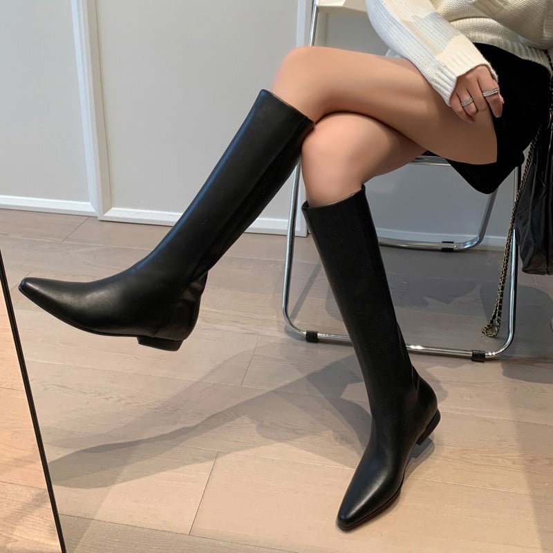 CHIKO Daleyza Pointy Toe Block Heels Knee High Boots
