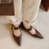 2402BSH4010306-2 CHIKO Michelle Pointy Toe Block Heels Mary Jane Shoes