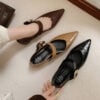 2402BSH4010306-5 CHIKO Michelle Pointy Toe Block Heels Mary Jane Shoes
