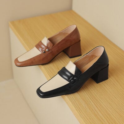 CHIKO Saige Square Toe Block Heels Loafers Shoes