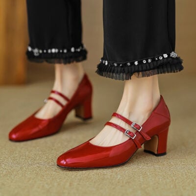 CHIKO Sabrina Round Toe Block Heels Mary Jane Shoes