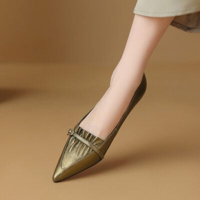 CHIKO Mira Pointy Toe Block Heels Loafers Shoes