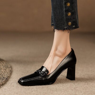 CHIKO Blaire Square Toe Chunky Heels Loafers Shoes