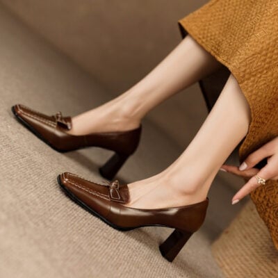 CHIKO Blaire Square Toe Chunky Heels Loafers Shoes