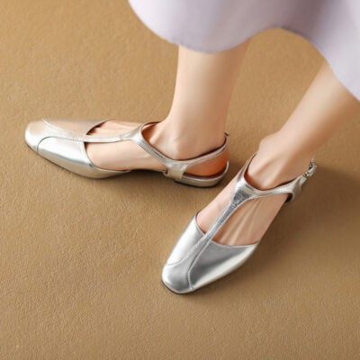 CHIKO Madilynn Round Toe Block Heels T-Strap Shoes