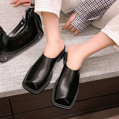 CHIKO Alanna Square Toe Block Heels Clogs/Mules Shoes