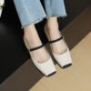 2403HMYH669-2 CHIKO Ariah Square Toe Block Heels Mary Jane Shoes