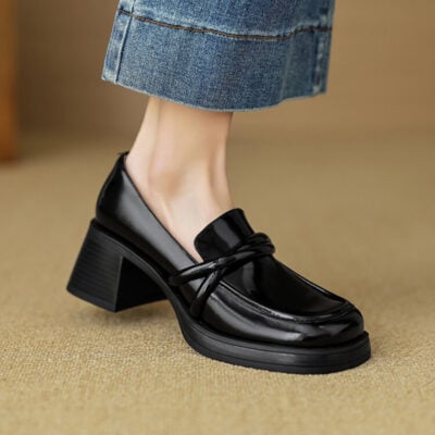 CHIKO Leona Square Toe Block Heels Loafers Shoes