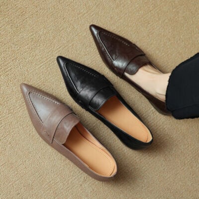 CHIKO Bonnie Pointy Toe Block Heels Loafers Shoes
