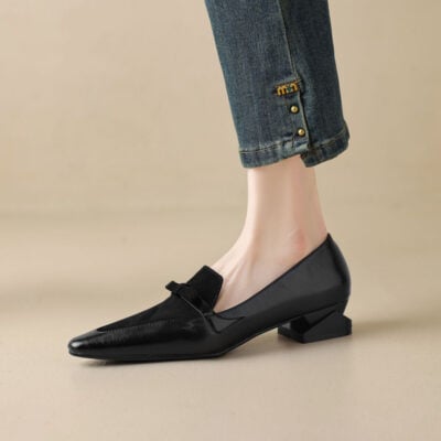 CHIKO Haley Pointy Toe Block Heels Loafers Shoes
