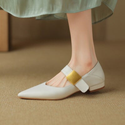 CHIKO Karsyn Pointy Toe Block Heels Mary Jane Shoes