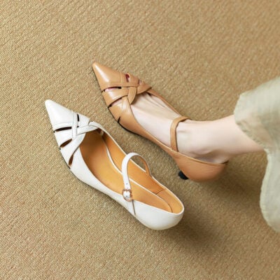 CHIKO Freyja Pointy Toe Kitten Heels Mary Jane Shoes