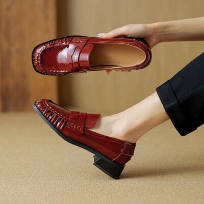 CHIKO Mara Square Toe Block Heels Loafers Shoes