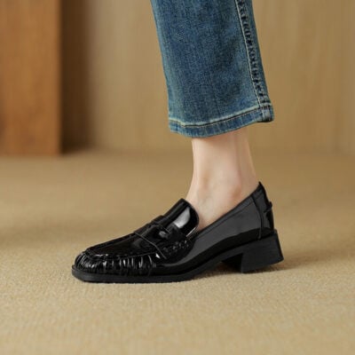 CHIKO Mara Square Toe Block Heels Loafers Shoes