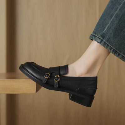 CHIKO Eileen Round Toe Block Heels Oxfords Shoes