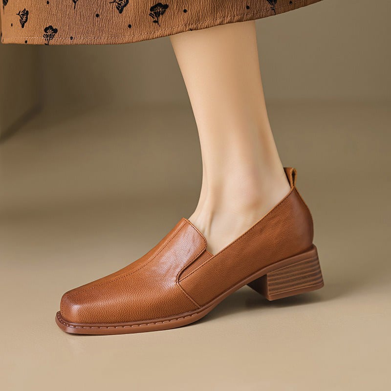 CHIKO Cassandra Square Toe Block Heels Loafers Shoes