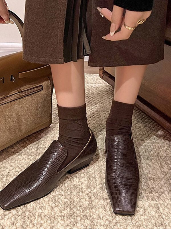CHIKO Capri Square Toe Block Heels Loafers Shoes