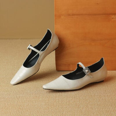 CHIKO Angelica Pointy Toe Block Heels Mary Jane Shoes