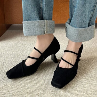 CHIKO Zelda Square Toe Chunky Heels Pumps Shoes