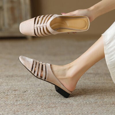 CHIKO Karla Square Toe Block Heels Clogs/Mules Shoes