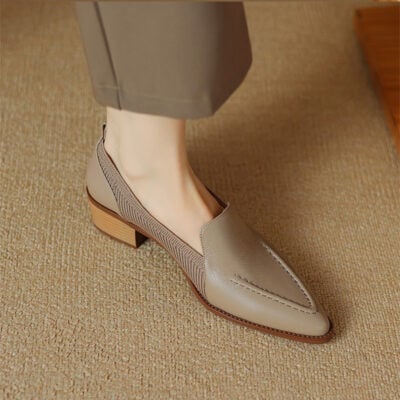 CHIKO Mikaela Pointy Toe Block Heels Loafers Shoes