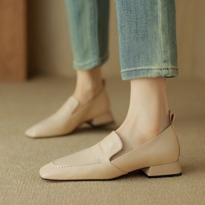 CHIKO Reina Square Toe Block Heels Loafers Shoes