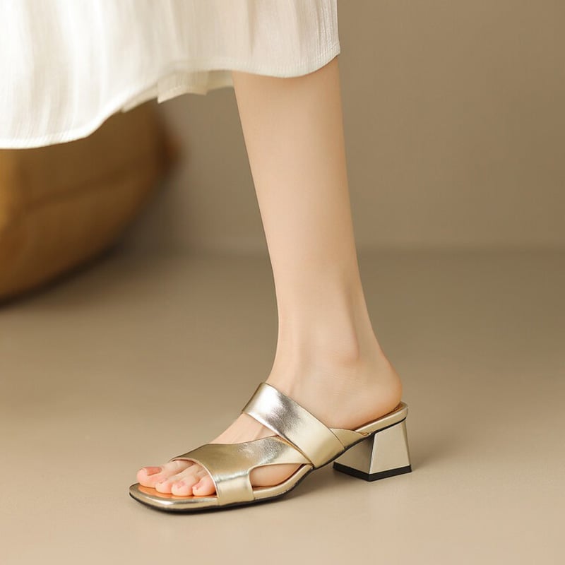 CHIKO Noah Open Toe Block Heels Slides Sandals