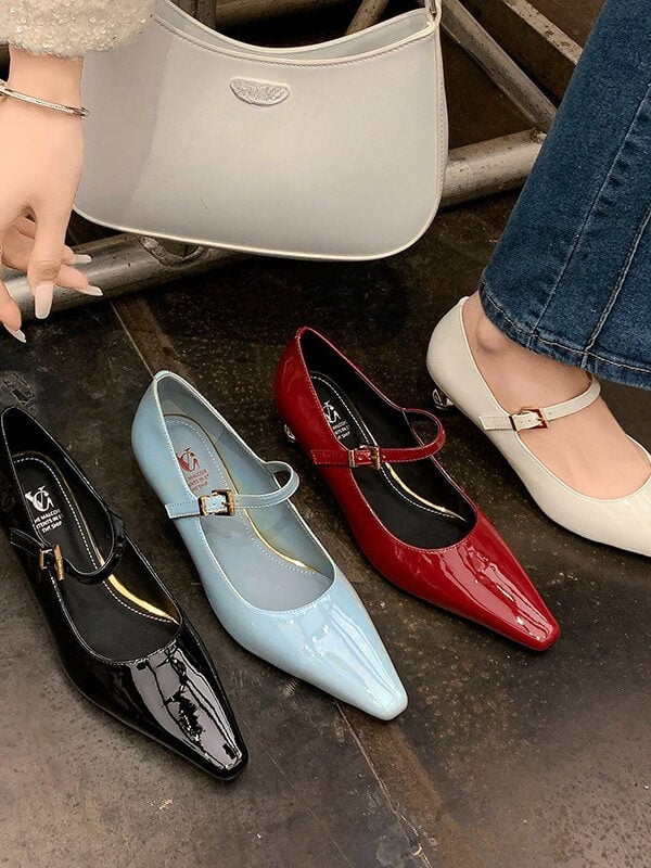CHIKO Deva Pointy Toe Kitten Heels Mary Jane Shoes