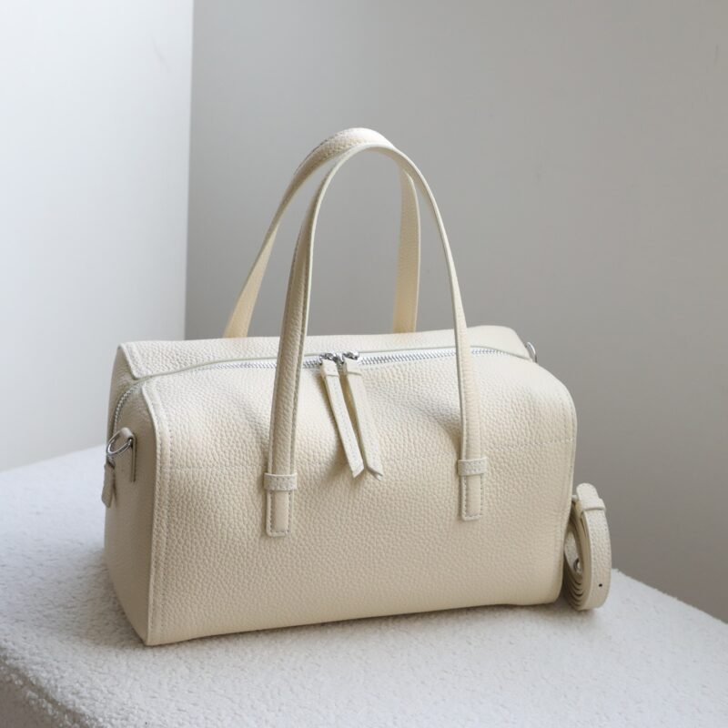 2603BFN260128-2 CHIKO Dinny Pebbled Leather Bowling Bag – Structured Boston Shoulder Purse