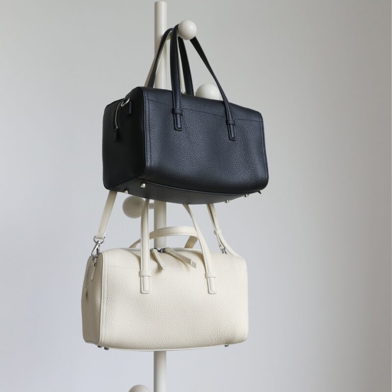 2603BFN260128-5 CHIKO Dinny Pebbled Leather Bowling Bag – Structured Boston Shoulder Purse