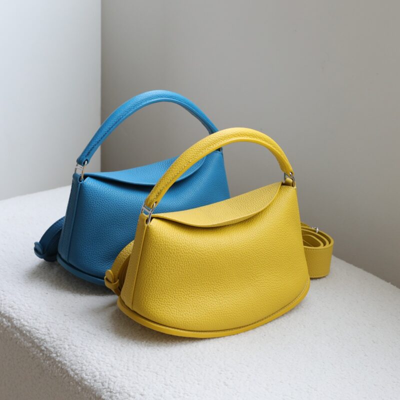 Soft Pebbled Leather Half Moon Shoulder Bag for Women