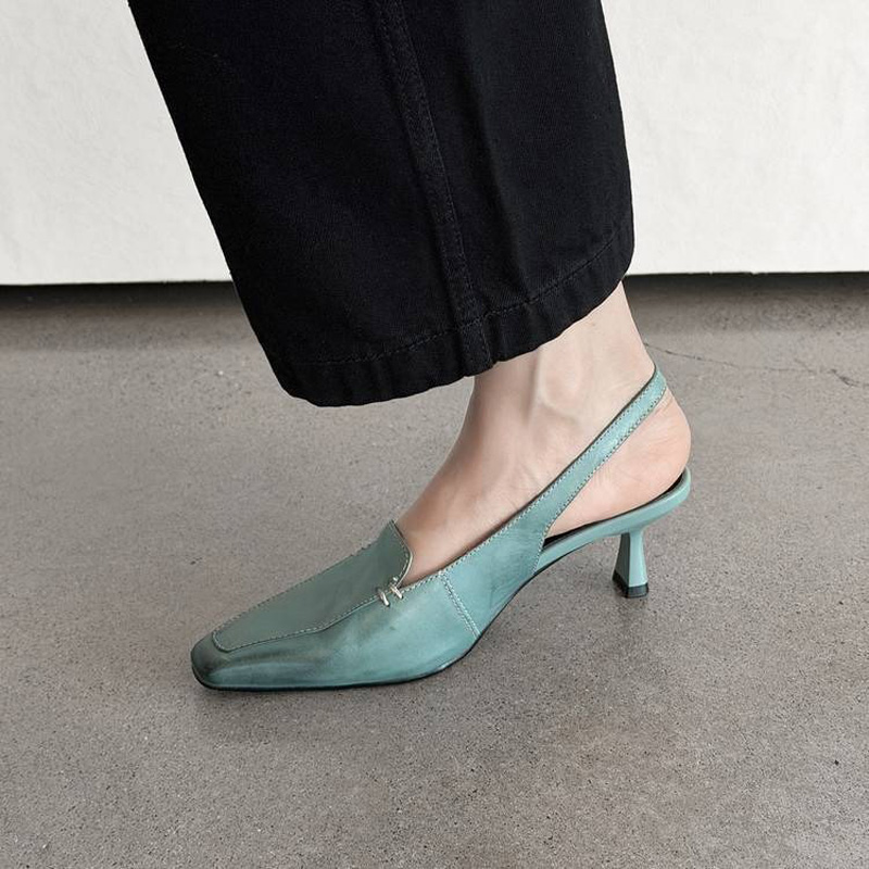 CHIKO Dosi Square Toe Kitten Heels Slingback Shoes