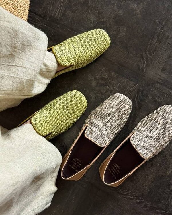 Square Toe Block Heels Minimalist Mesh Loafer Flats